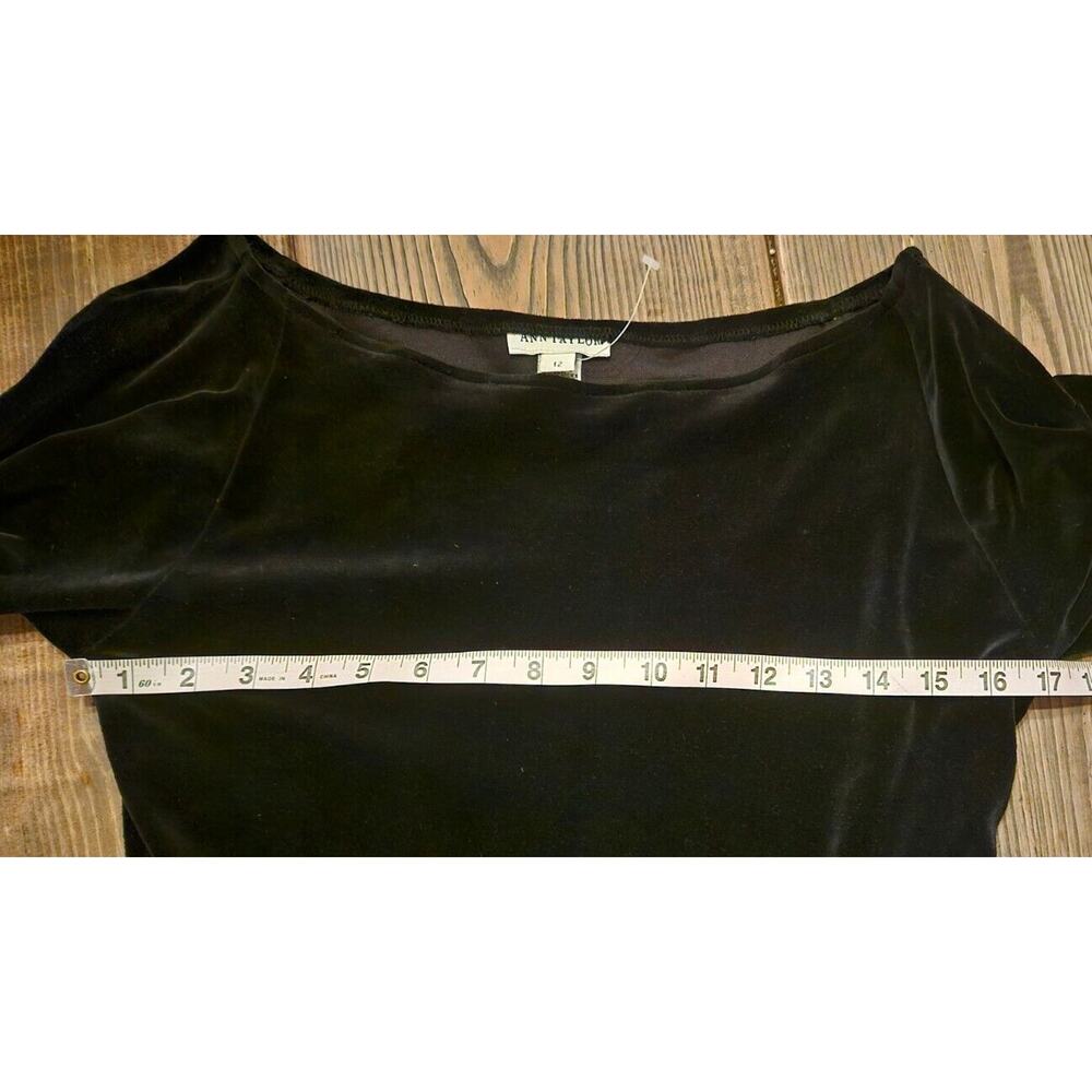 Vintage Ann Taylor Dress‎ 12 Black Velvet Maxi Stretch Sheer Overlay Goth Gown - Picture 6 of 8